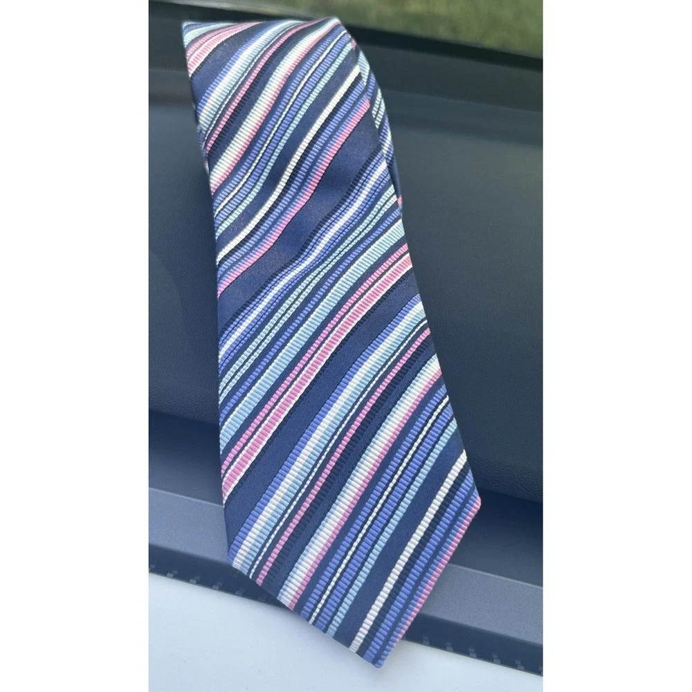 TAILORBYRD Boys Tie 100% Silk Handmade In Italy Stripe Repp Necktie Short 51x3